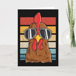Tarjeta Gallo Fresco Pollo con Gafas de Sol Vintage