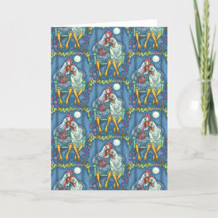 Tarjeta Gallo gallina acaricia, romántico pollo adorable T