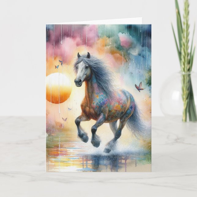 Tarjeta Galloping Horse Watercolor All Occasis (Anverso)