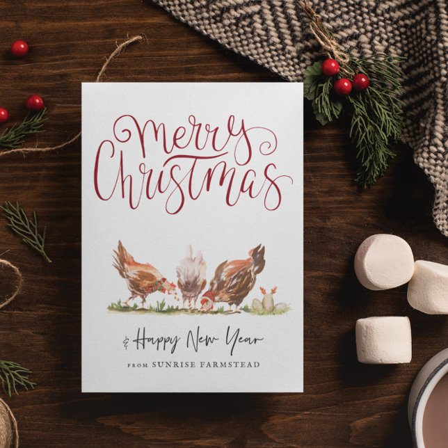 Tarjeta Gallos y Gallinas de Granja Navideños Lindos (Subido por el creador)