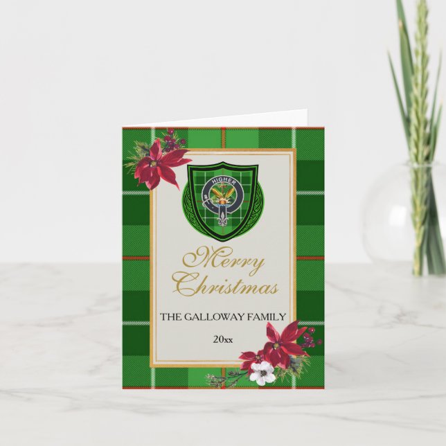 Tarjeta Galloway Scottish Clan Tartan & Crest (Anverso)