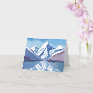 Tarjeta Gama Montañosa   Paisaje de Acuarela Azul