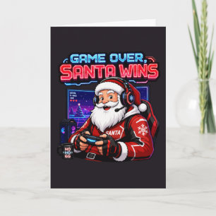 Tarjeta Game Over Santa Gana Jugador Navidad