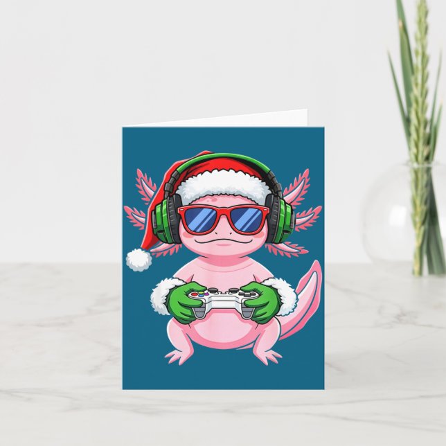 Tarjeta Gamer Axolotl Christmas Shirt Funny Video Game San (Anverso)