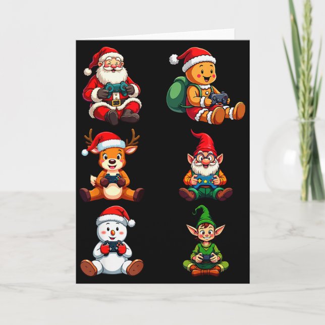Tarjeta Gamer Christmas Pajamas Kids Boys Youth Teen Chris (Anverso)