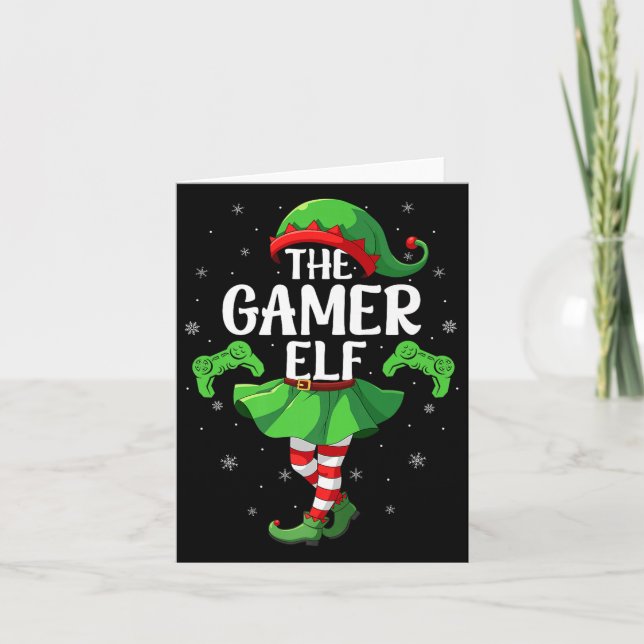 Tarjeta Gamer Elf Christmas Girls Women Elf Squad Xmas Fam (Anverso)