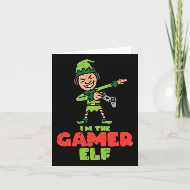 Tarjeta Gamer Elf Dab Navidades Familia Niños Niños Hombre (Anverso)