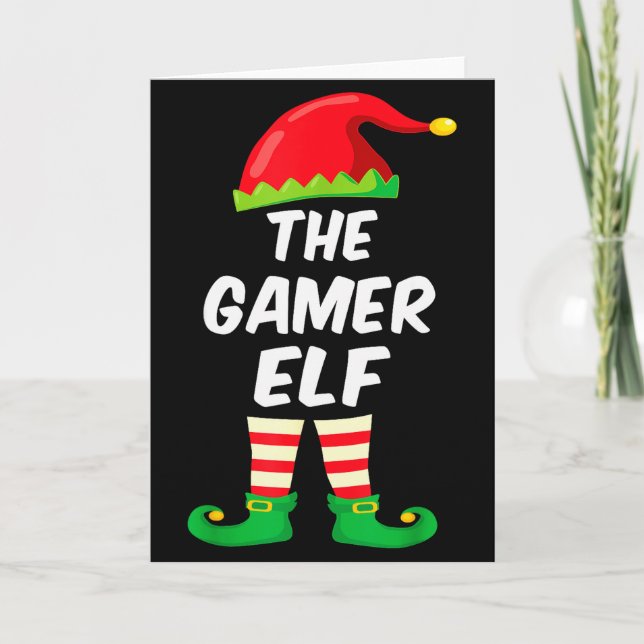 Tarjeta Gamer Elf Family Matching Funny Christmas Costume  (Anverso)