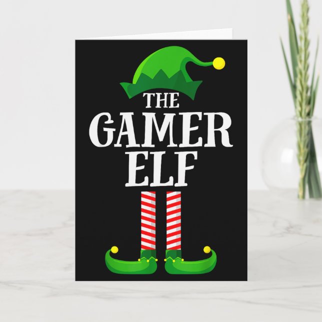 Tarjeta Gamer Elf Matching Family Group Christmas Party Py (Anverso)