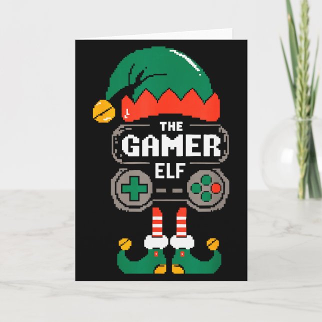 Tarjeta Gamer Elf Matching Family Group Christmas Party Py (Anverso)
