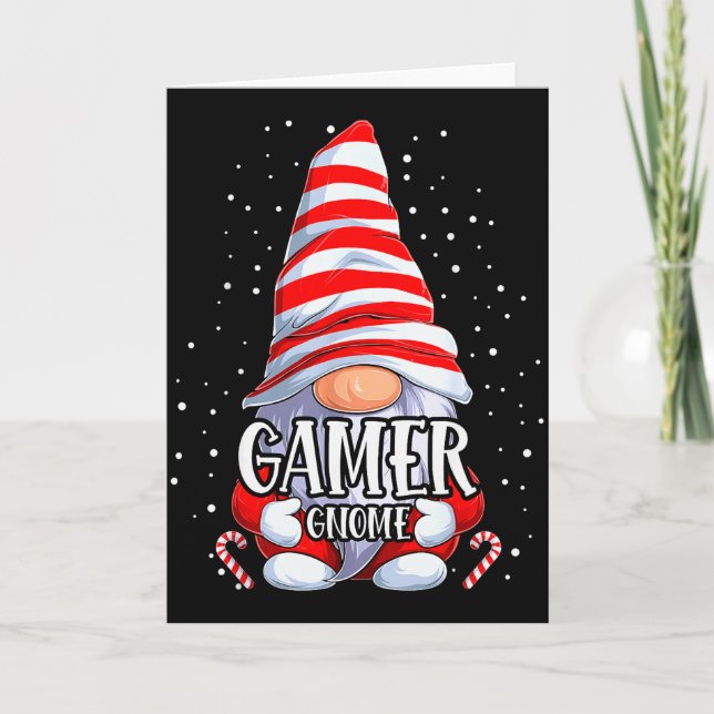 Tarjeta Gamer Gnome Christmas Pajamas Matching Family Grou (Anverso)