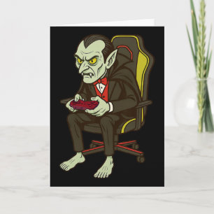 Tarjeta Gamer Halloween Vampis Scary Gaming Video Juego Bo