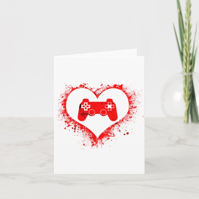 Tarjeta Gamer Heart Valentines Day Video Games Boys Kids T (Anverso)