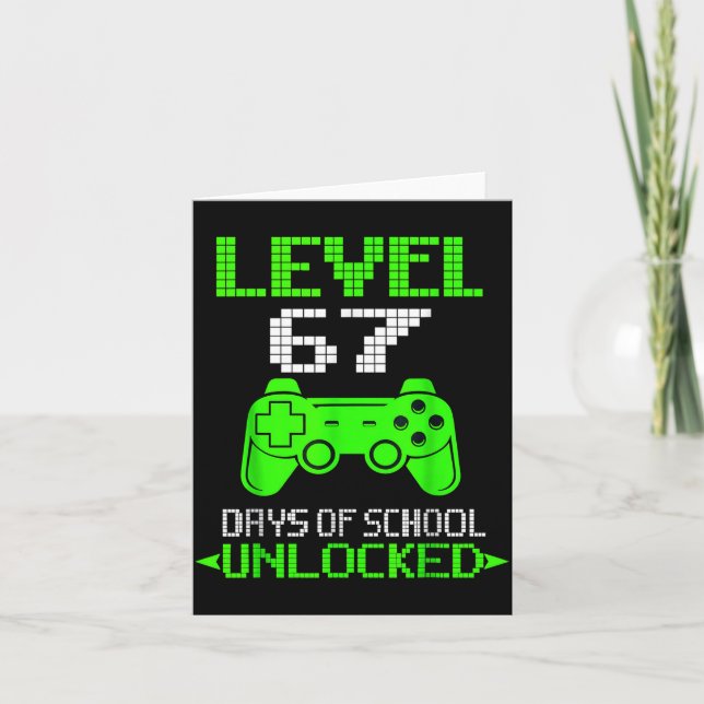 Tarjeta Gamer Level 6 7 Unlocked 100th Day Of School Meme  (Anverso)