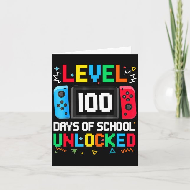 Tarjeta Gamer Level Unlocked 100 Days Of School Student Bo (Anverso)
