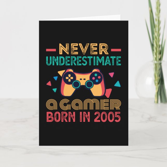 Tarjeta Gamer nació en 2005 Birthday Gaming Gift Retro (Anverso)