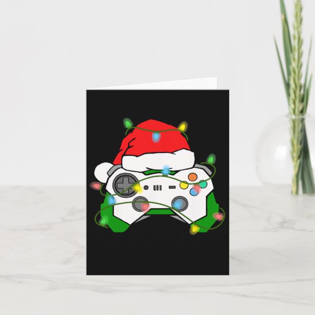 Tarjeta Gamer Navidad Gaming Gorro de Santa Videojuego Con (Anverso)