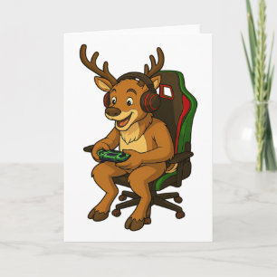 Tarjeta Gamer Navidad Reno Juego De Videojuegos Chicos Gi
