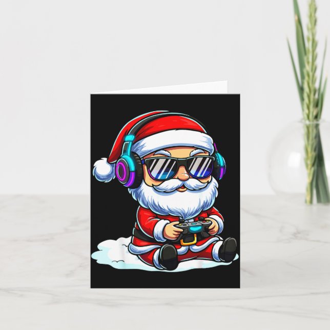 Tarjeta Gamer Santa Video Game Christmas Gaming  (Anverso)