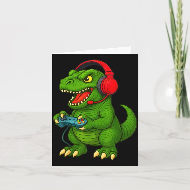 Tarjeta Gamer T Rex Dinosaur Video Games Boys Teen Funny G (Anverso)