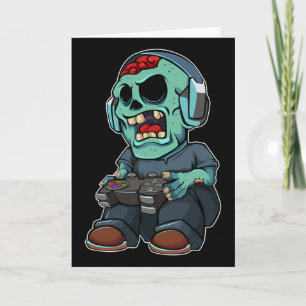 Tarjeta Gamer Zombie Lazy Halloween Costume divertida jueg