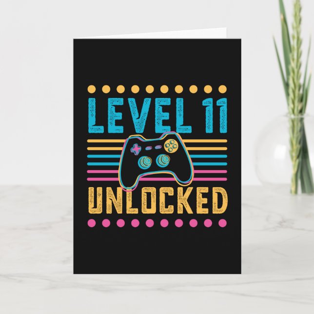 Tarjeta Gaming Level 11 Desbloqueado 11th Birthday Gamer G (Anverso)