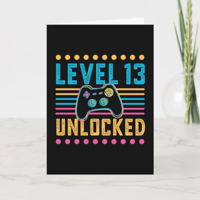 Tarjeta Gaming Level 13 Desbloqueado 13th Birthday Gamer G (Anverso)