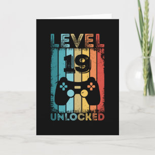 Tarjeta Gaming Level 19 Unlocked 19th Birthday Gift Gamer