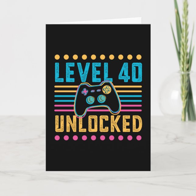 Tarjeta Gaming Level 40 Desbloqueado 40th Birthday Gamer G (Anverso)