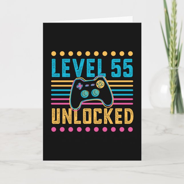 Tarjeta Gaming Level 55 Desbloqueado 55th Birthday Gamer G (Anverso)