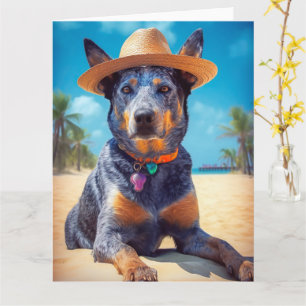 Tarjeta Ganado australiano en la playa, regalo de verano p