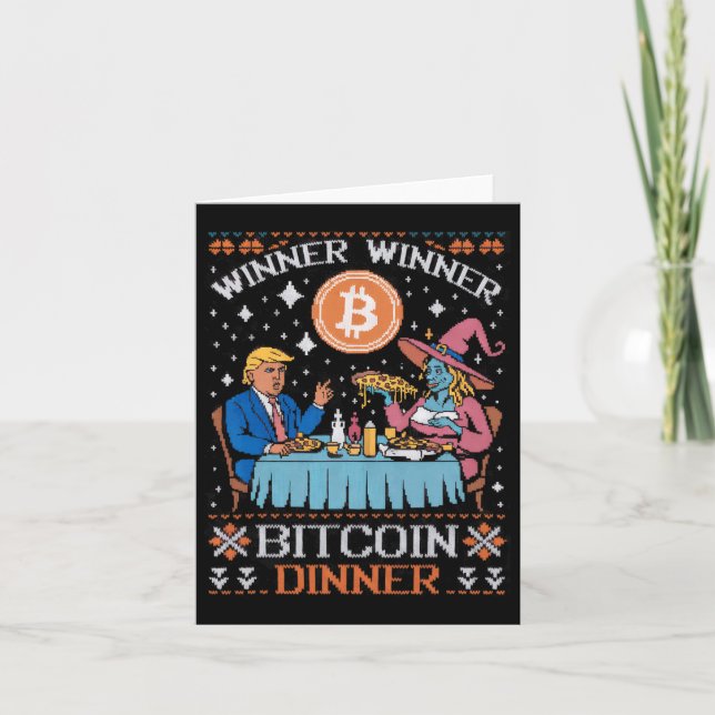 Tarjeta Ganador Bitcoin Dinner Feo Trump Xmas Sweat (Anverso)