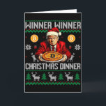 Tarjeta Ganador Ganador Cena Bitcoin Santa Trump Sudadera<br><div class="desc">Ganador Ganador Cena Bitcoin Santa Trump Suéter Feo Navidad</div>