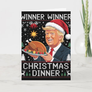 Tarjeta Ganador Ganador Cena de Navidad Santa Trump Suéter