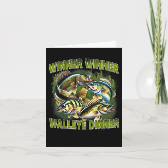 Tarjeta Ganador Walleye Dinner Funny Walleye Fishing (Anverso)