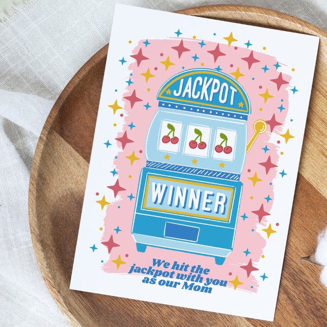 Tarjeta Ganamos el premio gordo contigo como nuestra mamá (Make Mom feel extra special with this hand illustrated card
)