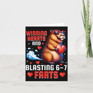 Tarjeta Ganando corazones 67 meme capibara niños niños
