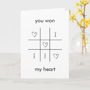 Tarjeta Ganaste mi corazón Tic-tac-toe divertido Día de Sa