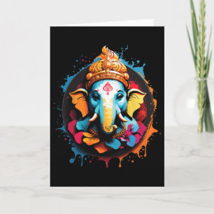 Tarjeta Ganesh hindú espiritual Festival Diwali Retro Yoga