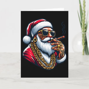 Tarjeta Gangsta Wrapper Divertido Fresco Santa Gangster Pi