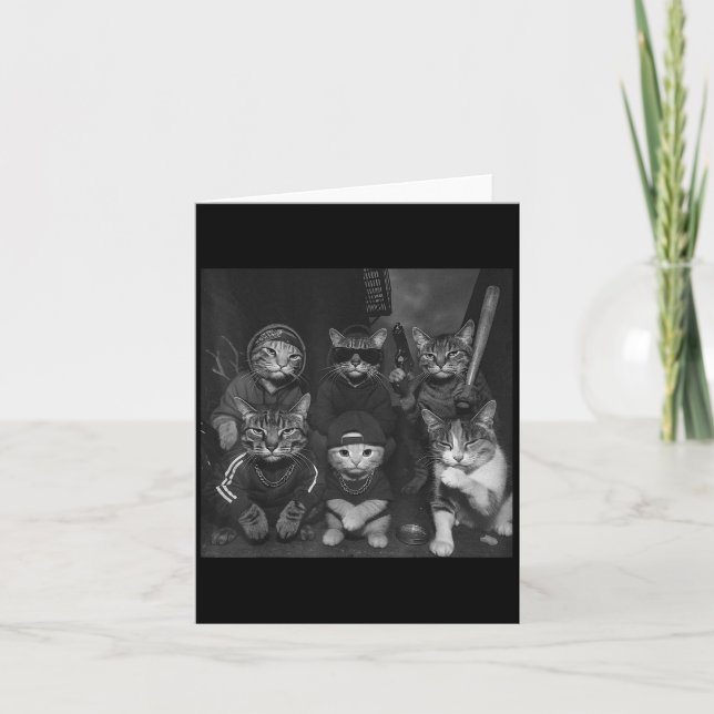 Tarjeta Gangster Cats Vintage Funny Gang Meme _1 (Anverso)
