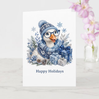 Tarjeta Ganso Cute de Navidad de invierno de Hanukkah