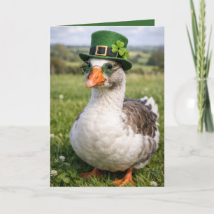 Tarjeta Ganso del Día de San Patricio con gafas