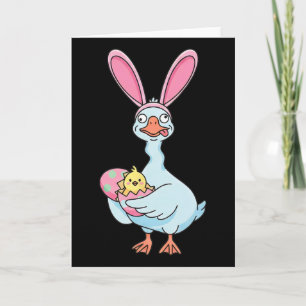 Tarjeta Ganso divertido de Pascua conejo orejas rosadas pá