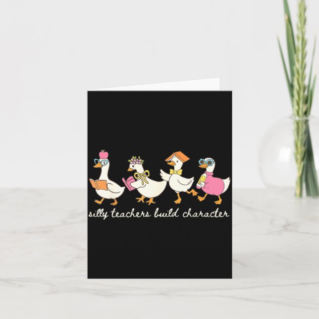 Tarjeta Ganso Divertido Lindo Profesores Tontos Construyen (Anverso)