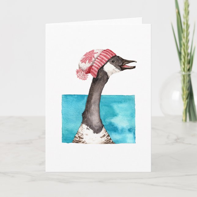 Tarjeta Ganso feliz de Canadá en una toca (Anverso)