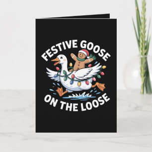 Tarjeta Ganso Festivo Suelto Jengibre De Navidad