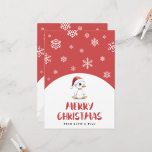 Tarjeta Ganso Pato de Navidad Personalizado Acuarela