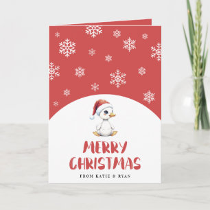 Tarjeta Ganso Pato de Navidad Personalizado Acuarela