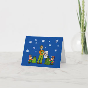Tarjeta Garbage Man and Elves Christmas Card